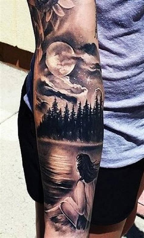 tatuajes de bosques con luna|Tatuajes de bosques y luna 